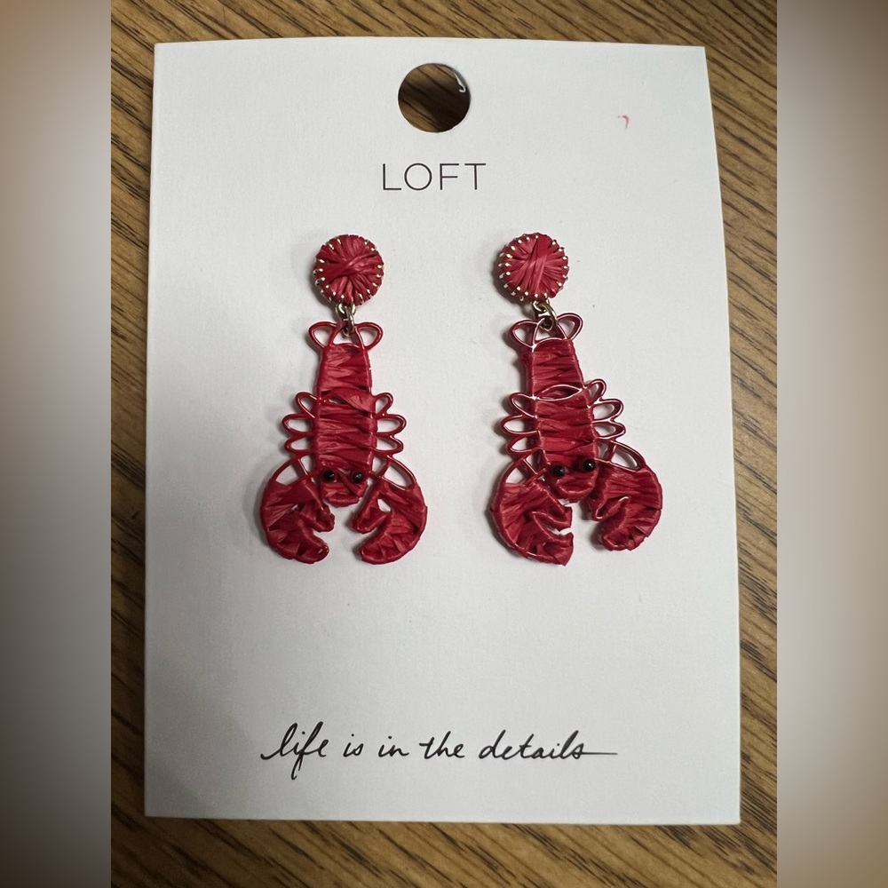LOFT Vibrant Red Lobster Earrings